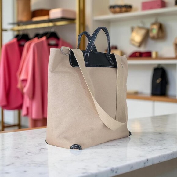 Large Canvas Crossbody Bag Women Tote with Zipper Top Handle Inside Pockets - Picture 8 of 9